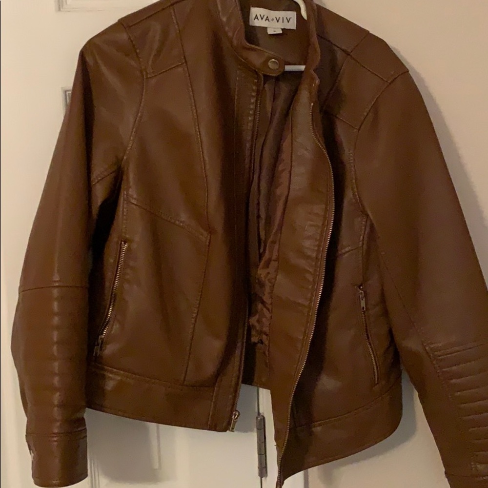Plus Sized Faux Leather Jacket